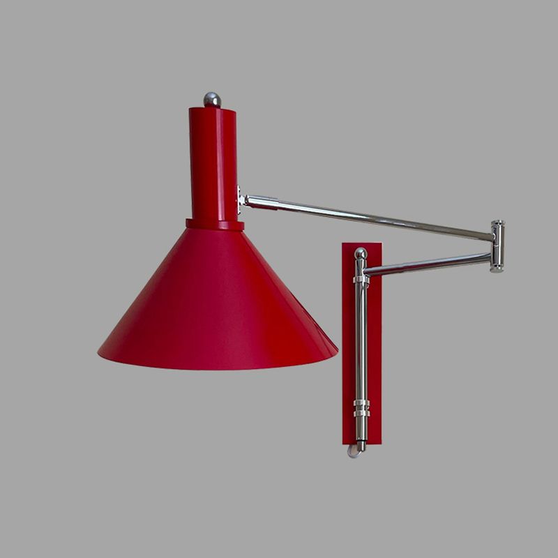 1 - Light Wall Lamp in Black / White / Red Adjustable Metal Contemporary Wall Sconce