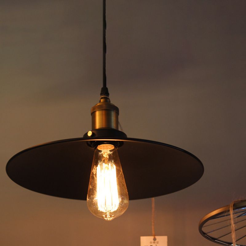 Black Tapered Bar Pendant Light in Industrial Retro Style Wrought Iron Hanging Lamp