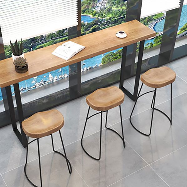 Brown Modern Style Table Pine Wood and Iron Breakroom Bar Table