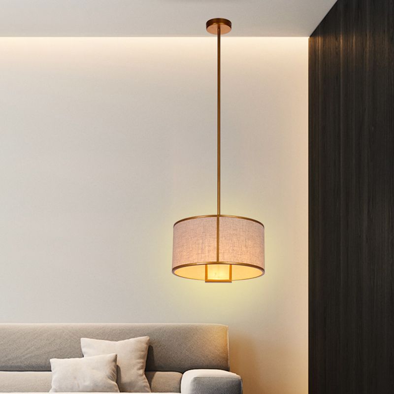 Feuille simple tissu tambour suspendu minimaliste salon suspendu avec une bielle suspendue en acier en carbone de 47 "