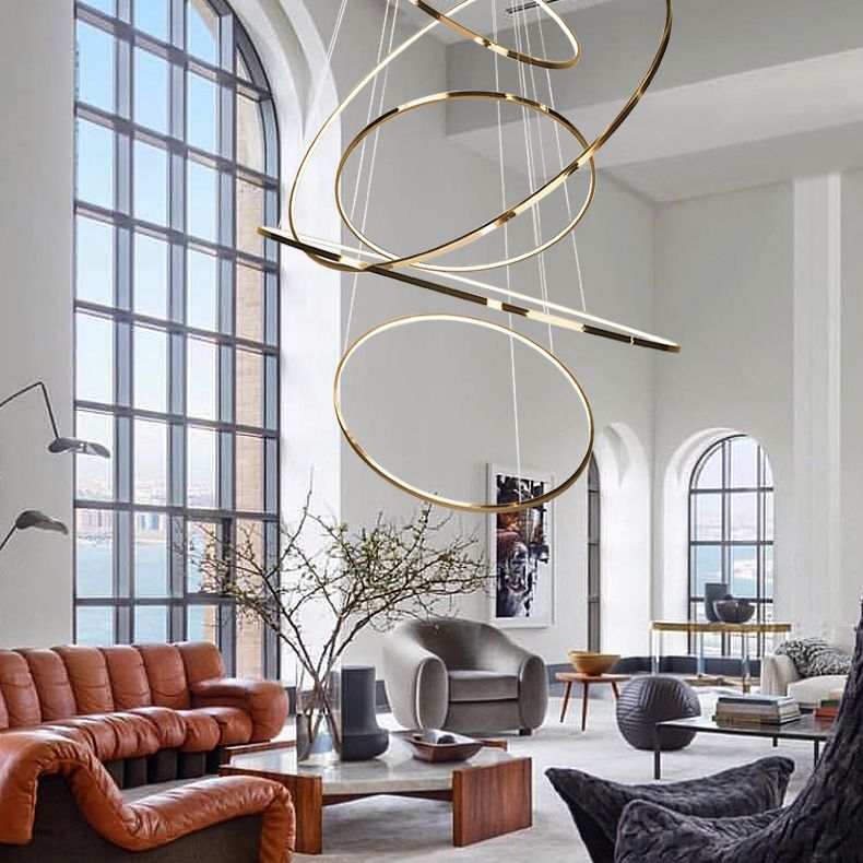 Moderne Ring Opgebroken verlichtingsarmatuur Metallic Pendant -verlichtingsarmaturen voor restaurant