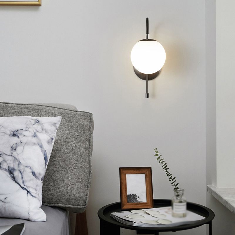 Glass Globe Wall Light Modern 1-Light Wall Lights for Bedroom