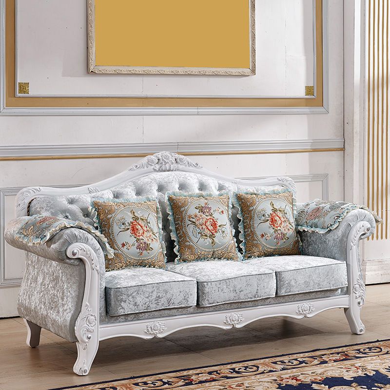 Tight and Tufted Split-Back Rolled Arm Sofa Couch for Three People