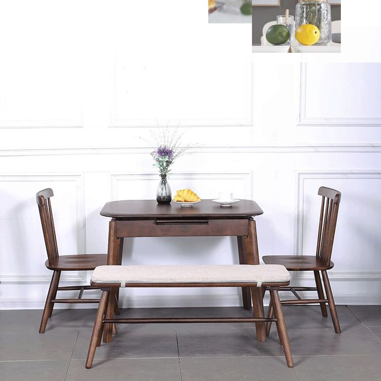 Minimalist Extendable Solid Wood Table Rectangle Shape Standard Dining Table for Kitchen