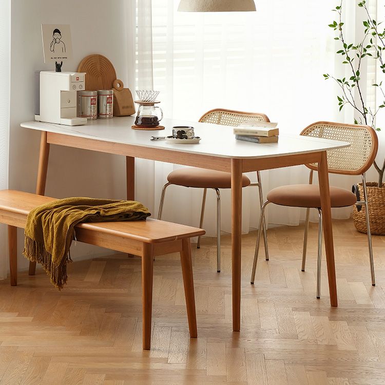 Contemporary White Standard Dining Table Sintered Stone Top Dining Table for Kitchen