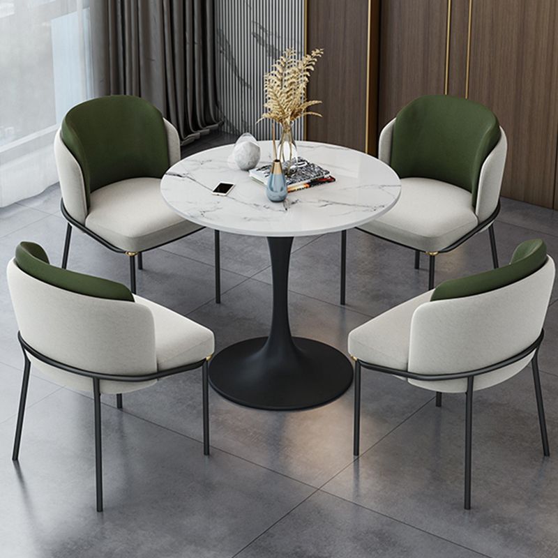 Ronde Tulponderstel Moderne Eettafel Wittint Vaste Tafel van Gesinterde Steen