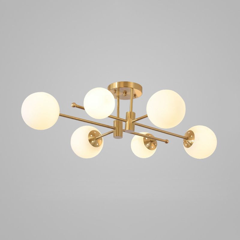 Glass Sputnik Shape Flush Ceiling Light Modern Multi Lights Flush Light Fixtures in Gold