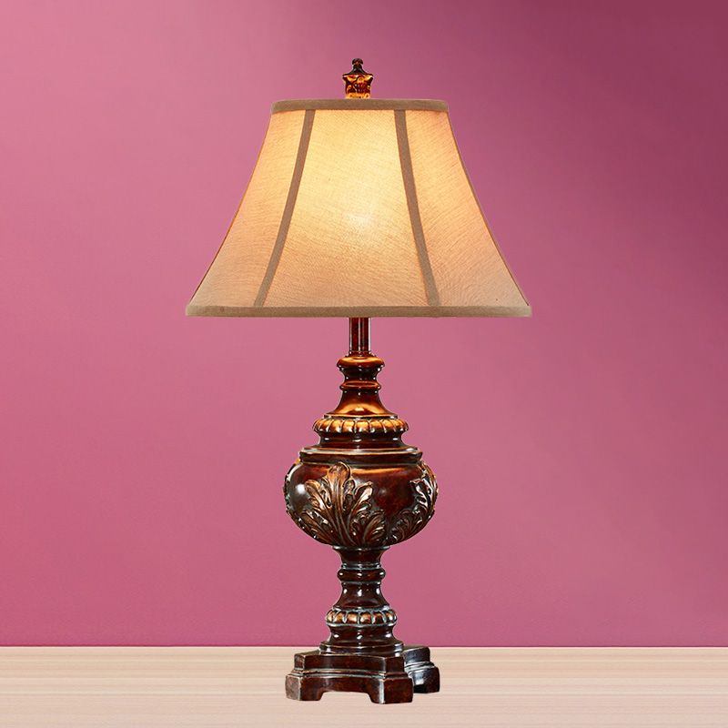 1 lampe de nuit de la barre de tête de la tête de style traditionnel de style brun tissu clair pour le chevet