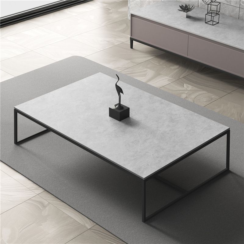Trestle 1 Single Coffee Table Rectangular Slate Top Coffee Table in Gray
