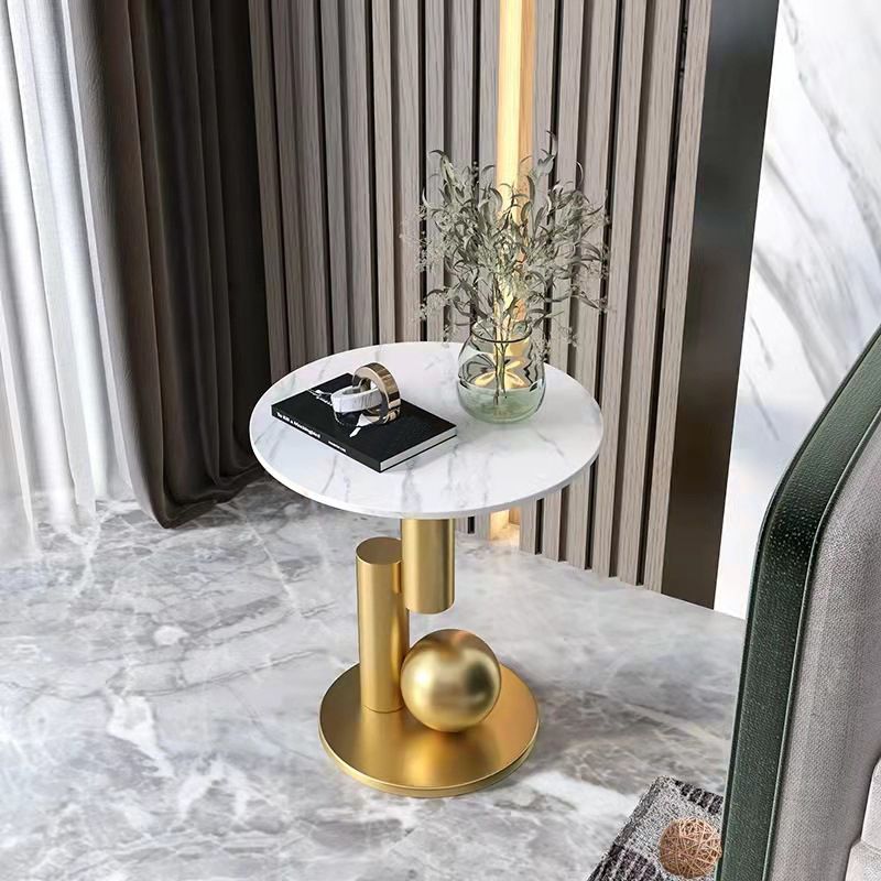 Pedestal 1 Single Coffee Table Modern Stone Round Cocktail Table