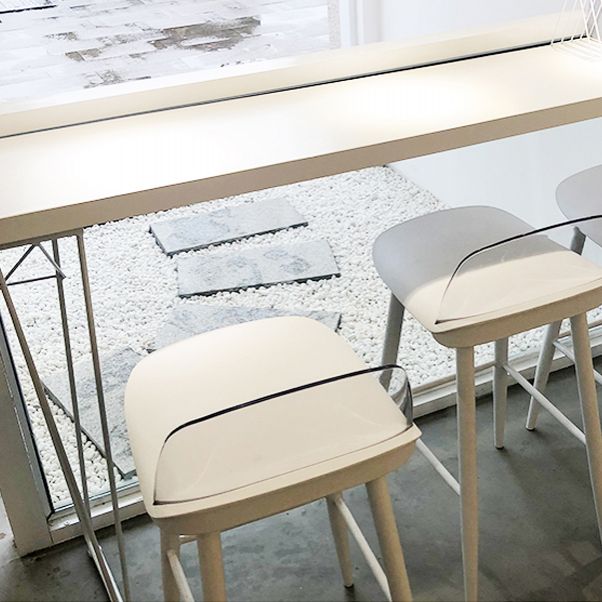 Modern White Counter Height Table Metal and Wood Indoor Rectangle Pub Bar Table