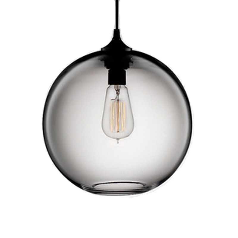 Luce a ciondolo globale industriale 1 luce 8 "/10" larga grigio/rosso/blu lampada sospesa in nero