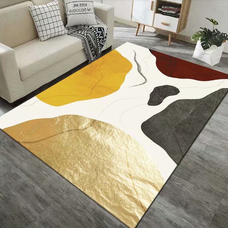 Black Modern Rug Polyester 3D Pattern Rug Non-Slip Backing Rug for Living Room