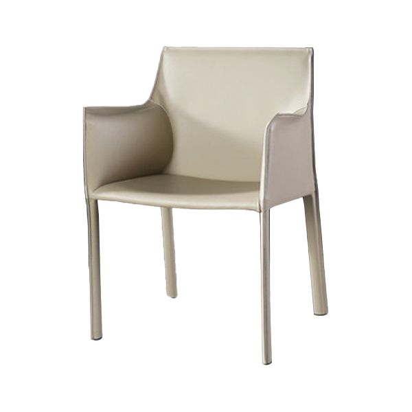 Silla de comedor individual con respaldo sólido y acabado mate de cuero con silla de montar para el hogar de estilo diseñador