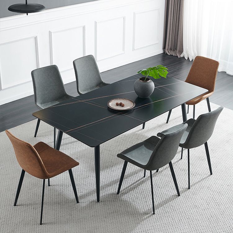 Industriële stijl rechthoek eettafel stenen eettafel met metalen 4 poten