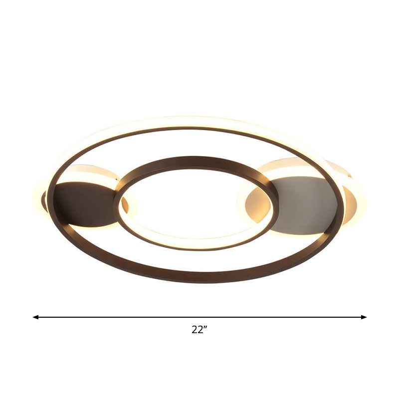 Round Acrylic Flush Ceiling Light Nordic LED Black Flushmount Lighting in Warm/White Light