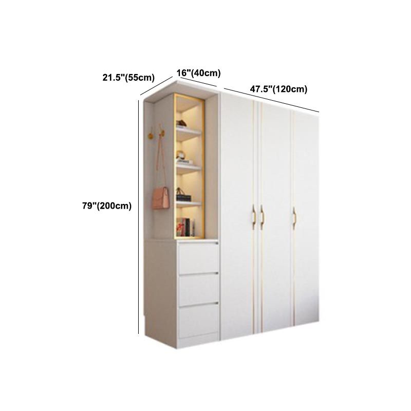 Contemporary Style Wood Wardrobe White Colour Soft Close Drawer Wardrobe Closet