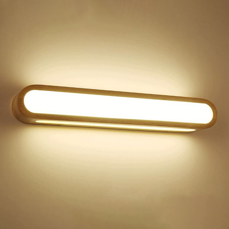 Langwerpige badkamer ijdelheid spiegellamp houten led LED Noordse wandmontage licht in beige