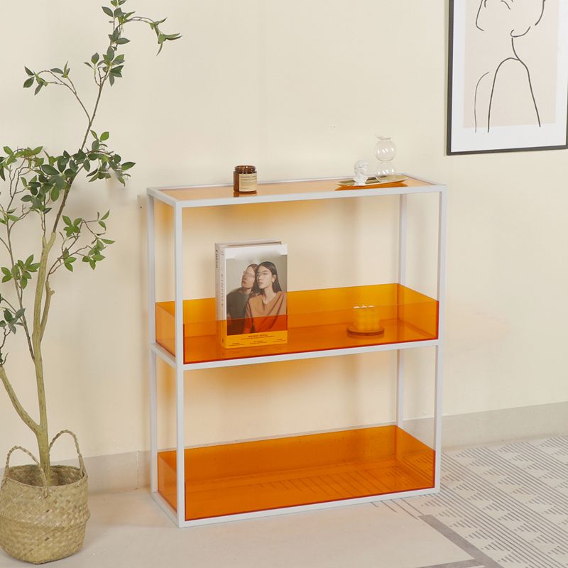 Open Scandinavian Etagere Bookshelf with White Iron Frame Acrylic Shelf
