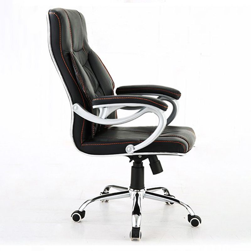 27 Inch Wide Contemporary Desk Chair Black Leather Office Chair