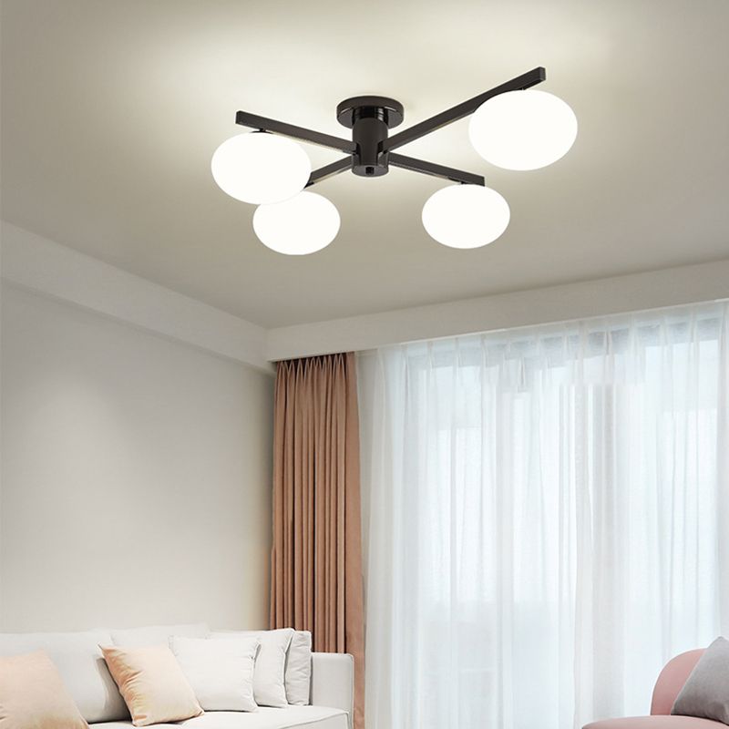 Modern Ceiling Lighting White Glass Semi Flush Mount for Living Room