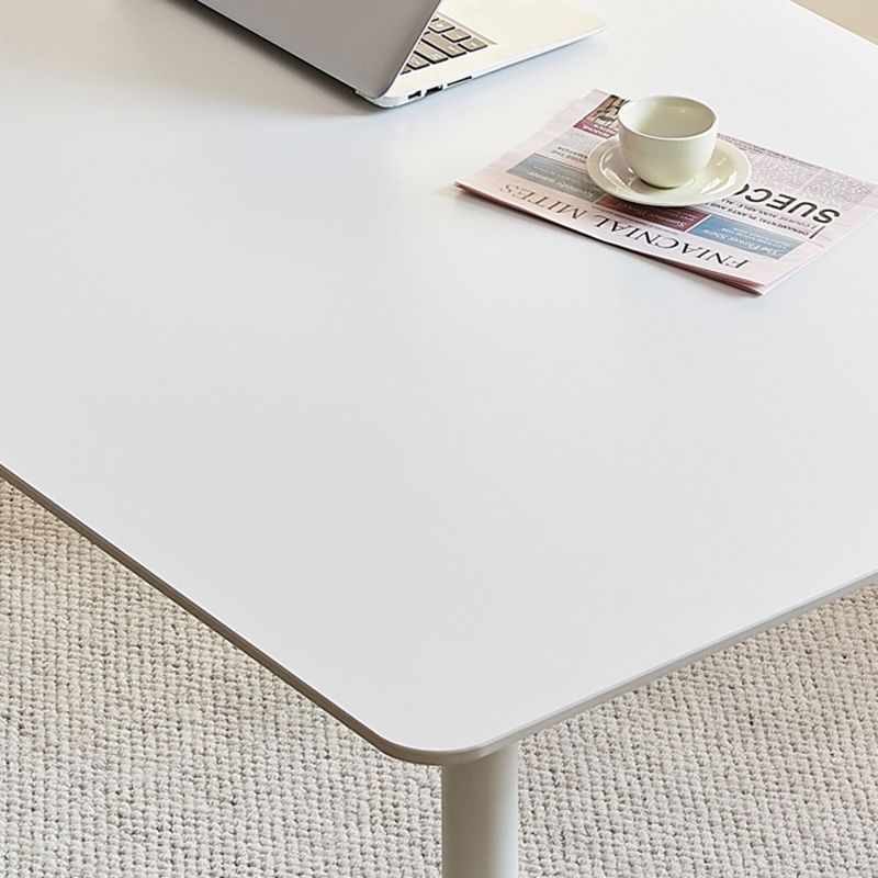 White Modern Stone Writing Desk Parsons Rectangular Office Desk for Home