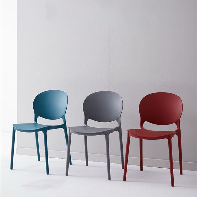 Modern Style Stackable Plastic Chair Open Back Dining Side Chair (Set of 4)