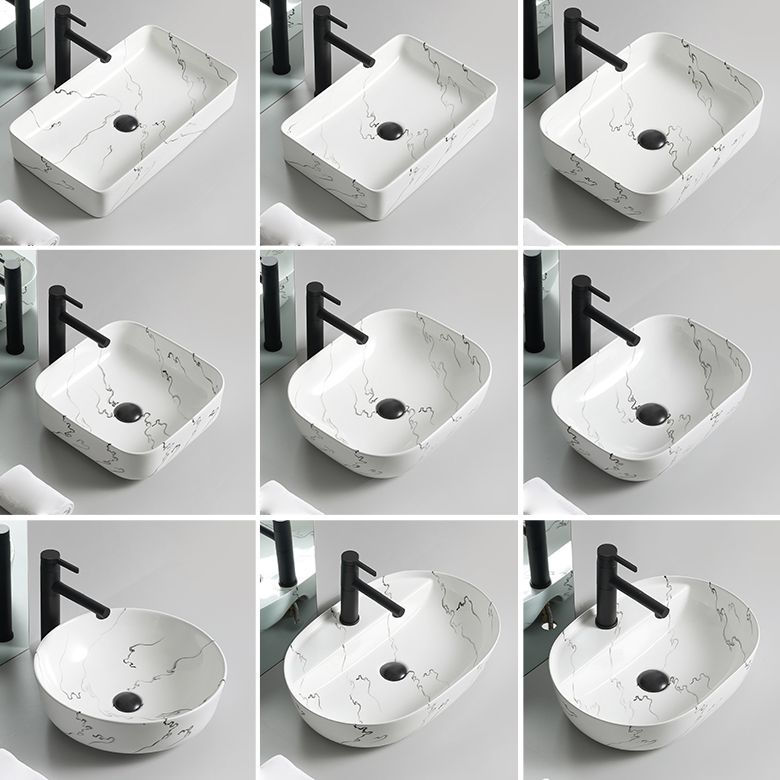 Modern Porcelain Trough Sink Oval-shape Trough Bathroom Sink