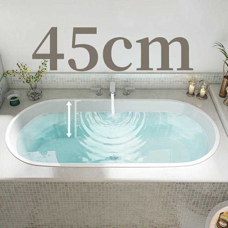 Contemporary Oval Acrylic Bathtub Soaking Drop-in Bathtub with Faucet