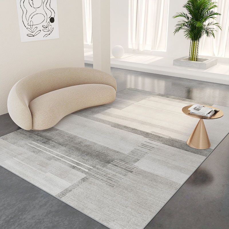 Minimalist Carpet Washable Contrast Panel Rug Polyster Non-Slip Backing Area Rug for Living Room