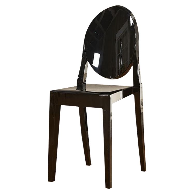 Silla lateral de acrílico moderna y contemporánea para comedor, silla con respaldo abierto