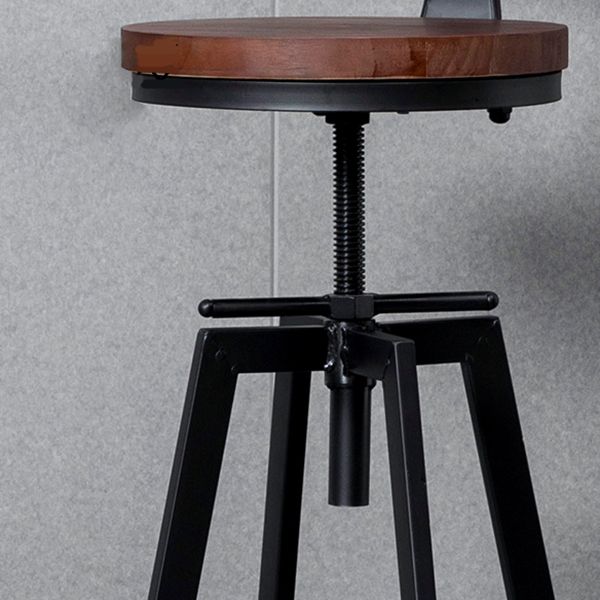 Industrial Style Wood Top Barstool Adjustable Bar Stool for Living Room