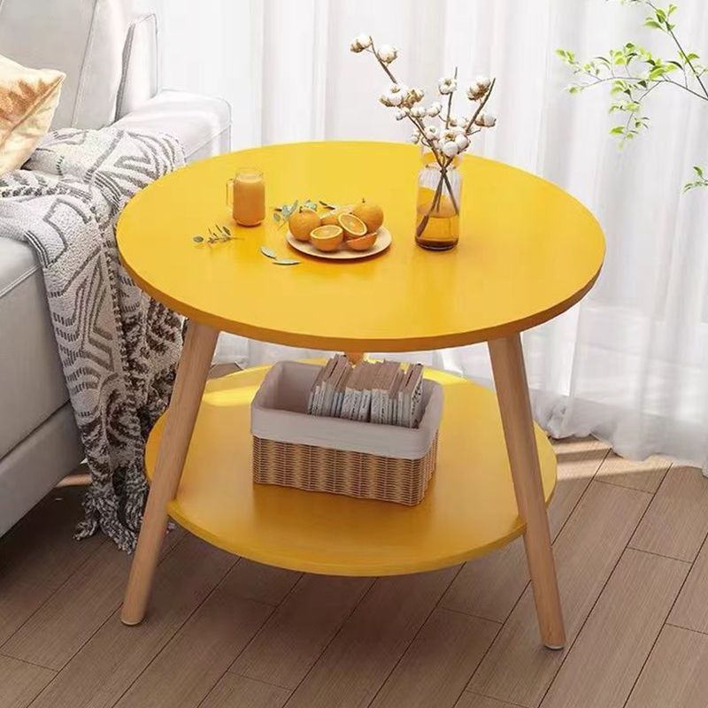 Contemporary 3 Legs End Table Round Wood Top Side Table for Living Room