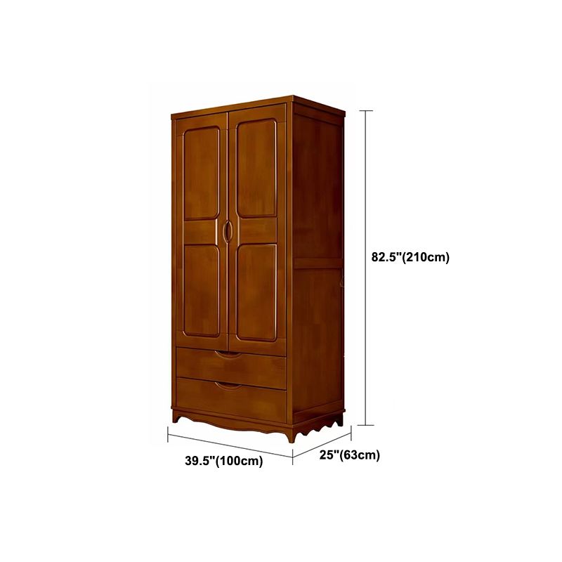 Traditional Wardrobe Armoire Solid Wood Wardrobe Closet with Shelves
