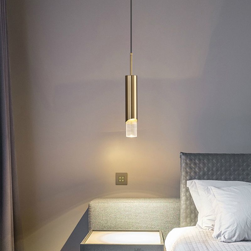 Bedroom Suspended Lighting Fixture Modern Style Hanging Light Kit with Tube Acrylic Shade