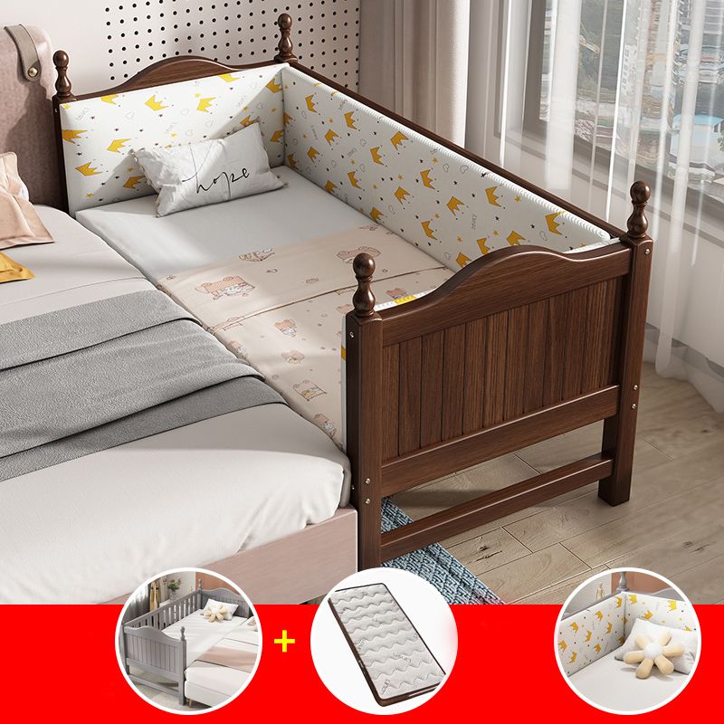Traditional Washed Natural Nursery Bed Solid Wood with Guardrail