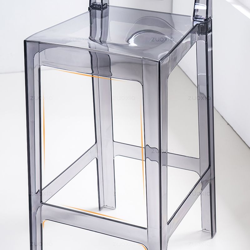 Nordic kunststof barkruk met volledige rugleuning, 26" H hoge binnenkruk met vierkante zitting