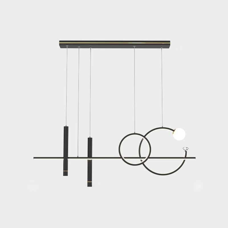 Contemporary Island Light Linear Metal 6 Light Island Chandelier Lights