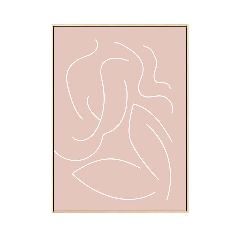 Pink Nude Woman Wall Art Line Drawing Minimalistic Bedroom Canvas Print for Room