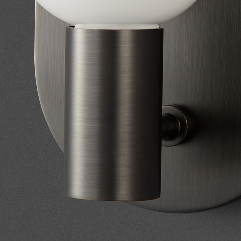 Solid Brass Wall Lamp Contemporary Black / Gold Wall Light with Glass Shade