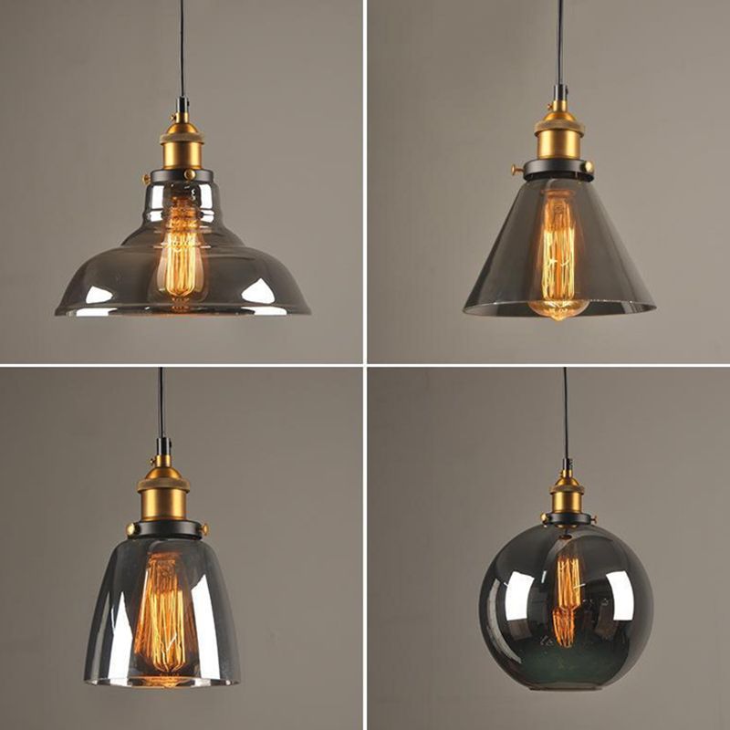 Luz de techo colgante de 1 luces para colgantes de vidrio claro de vidrio industrial para el comedor