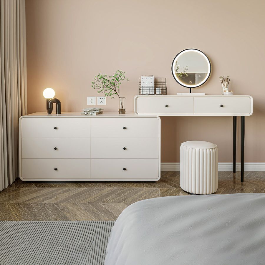 Modern Bedroom Vanity Dressing Table White Wood Makeup Vanity Desk with Drawer