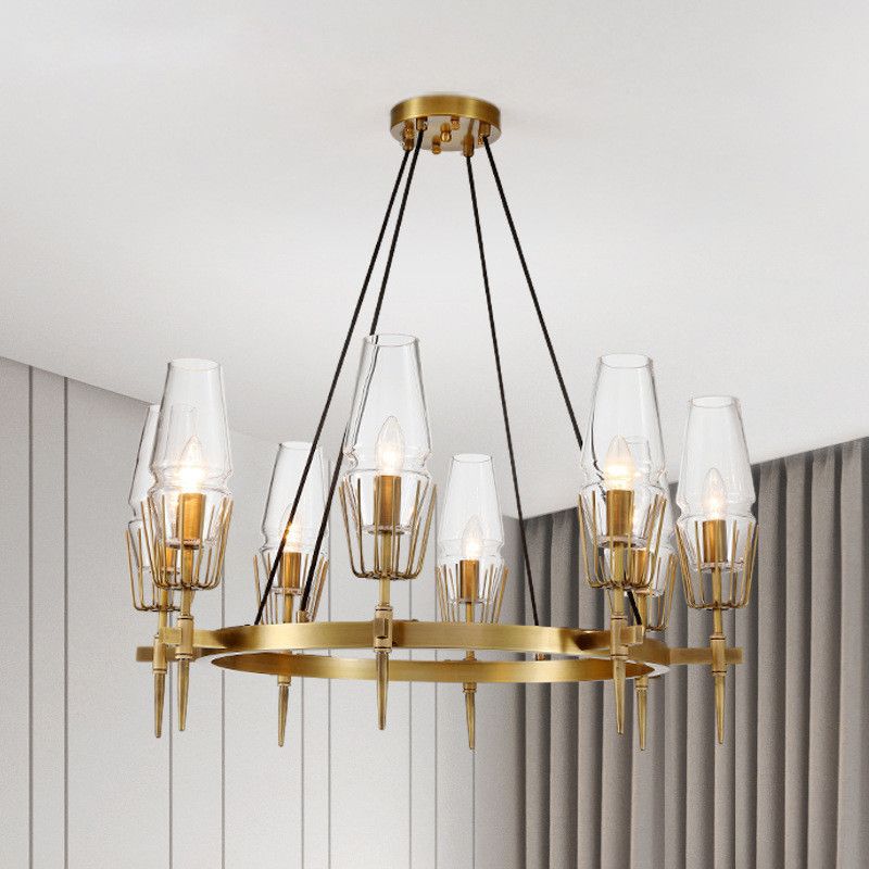 Duidelijke glas 8-lichts hangende plafondlampen radiale moderne stijl kroonluchter lamparmaturen