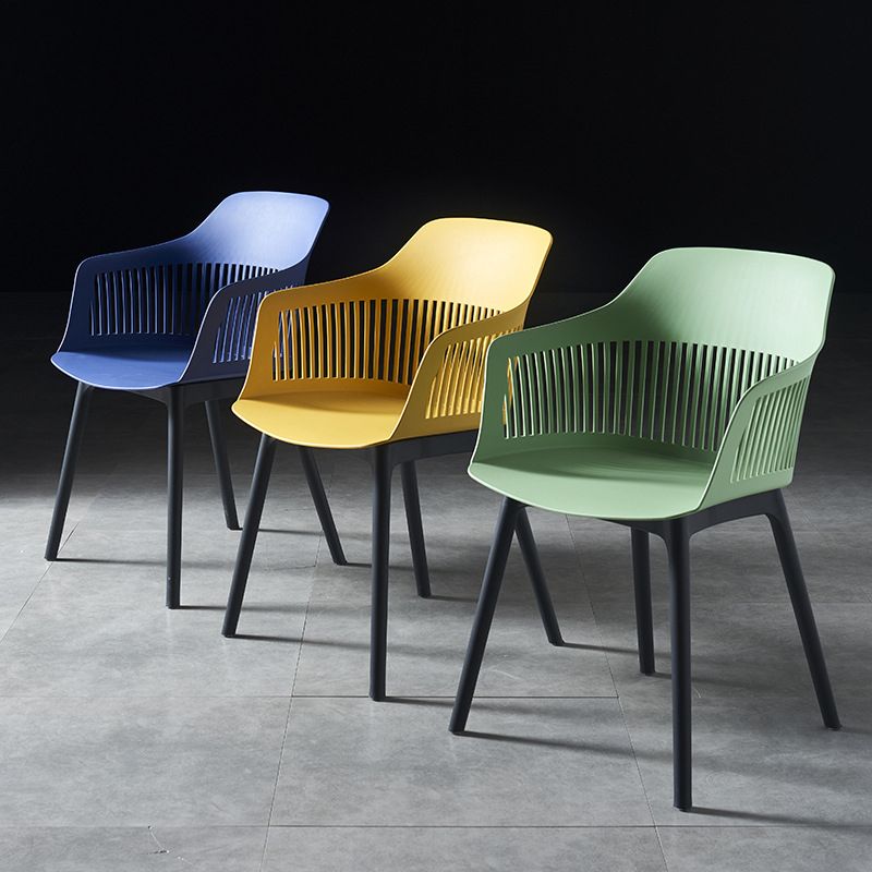 Silla escandinava de plástico para comedor, cocina, sillón con respaldo de listones