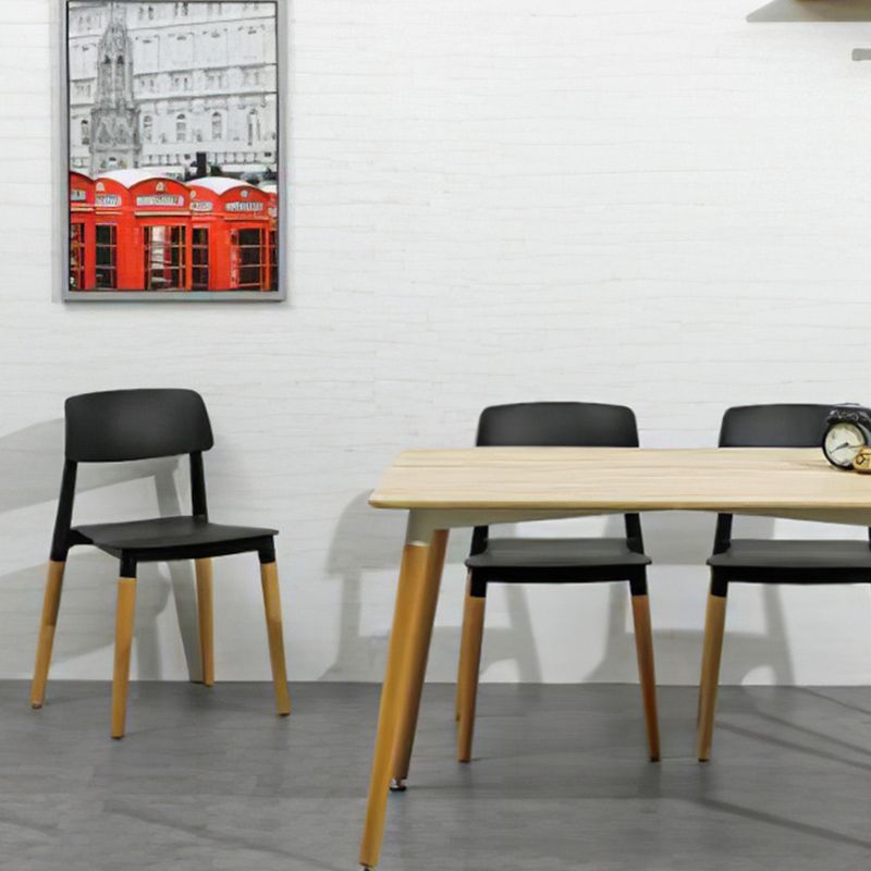 Dining Room Armless Chairs Open Back Solid Wood Legs Chair for Kitchen