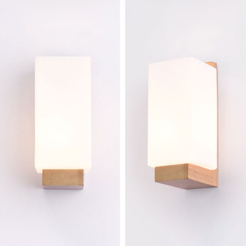 Japanese Style Wooden Bedside Wall Lamp 1 Head Glass lampshade Hotel Aisle Lamp