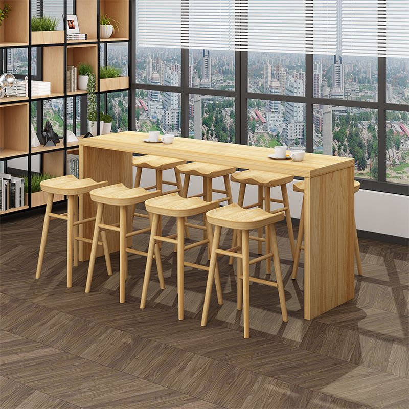 Wood Indoor Bistro Bar Height Cocktail Table Double Pedestal Counter Table