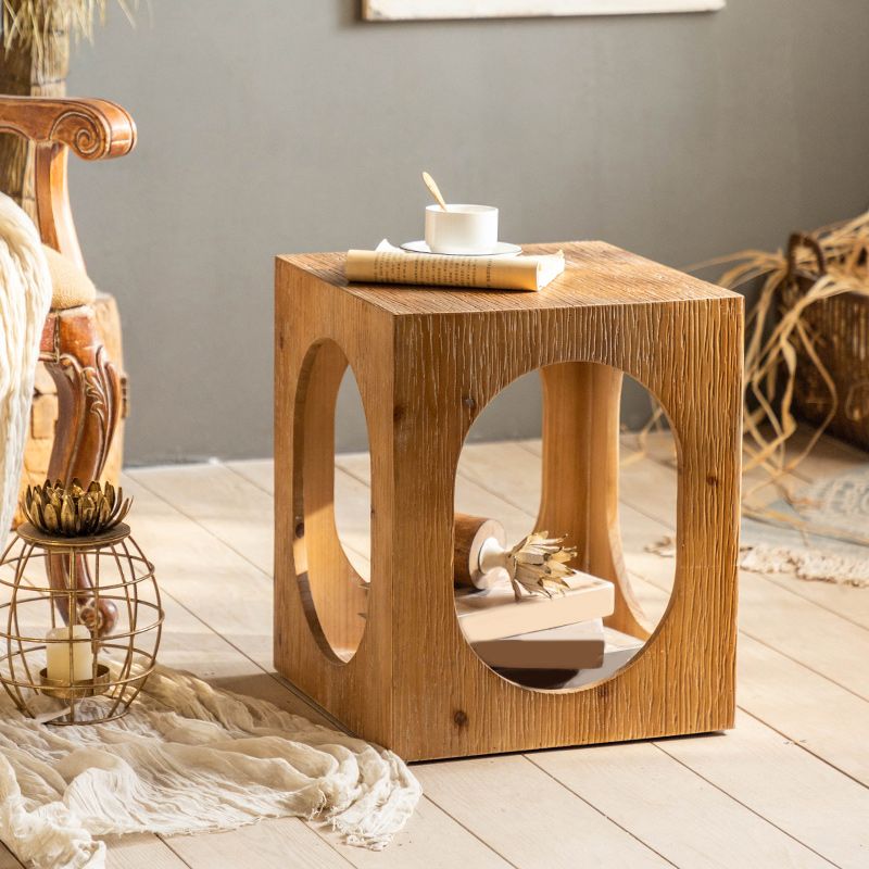 French Country Geometric Wood Coffee Table Distressed Wood Cocktail Table