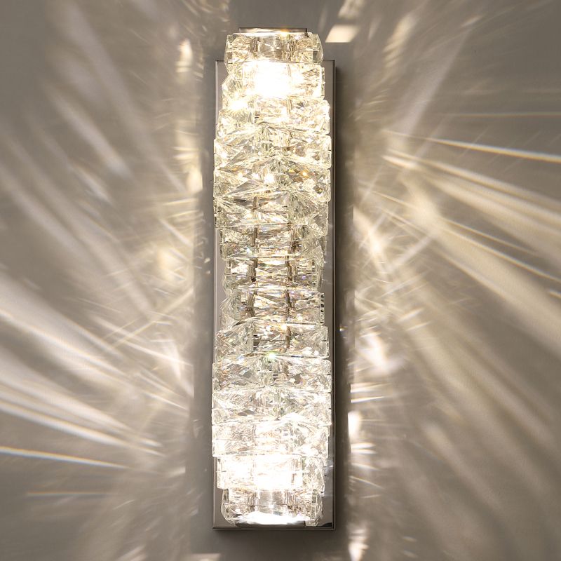 Nordic Metal Wall Light Geometric Silver Wall Sconce with Crystal for Bedroom