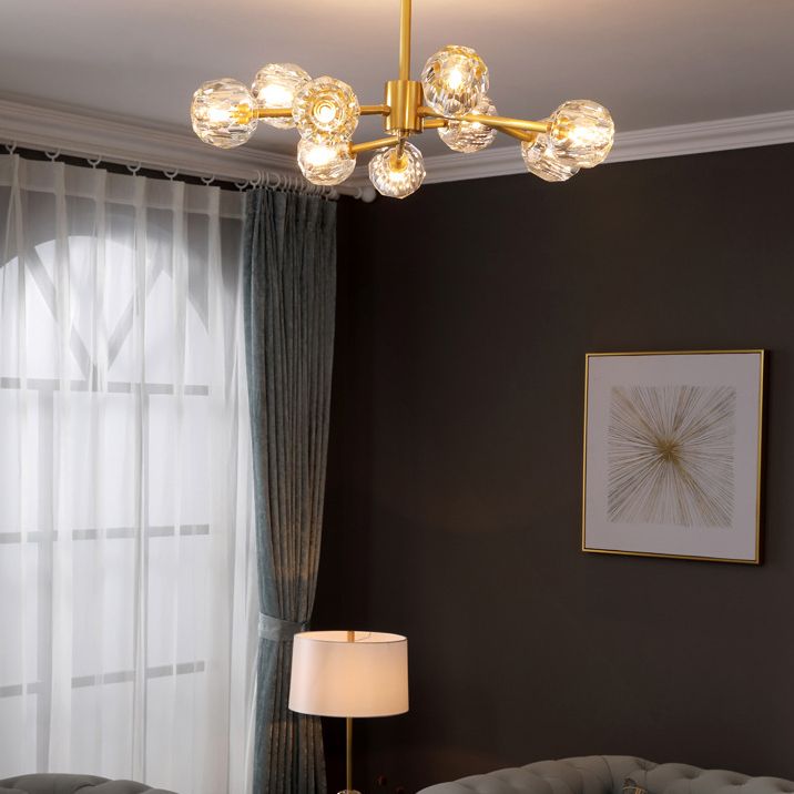 Ultra-modern Sputnik Hanging Chandelier Crystal Suspension Lighting with Hanging Cord for Living Room